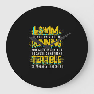 Funny Swimming Gift For Swimmer Large Clock