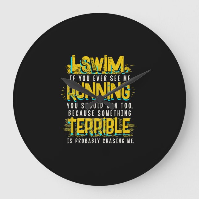 Funny Swimming Gift For Swimmer Large Clock (Front)