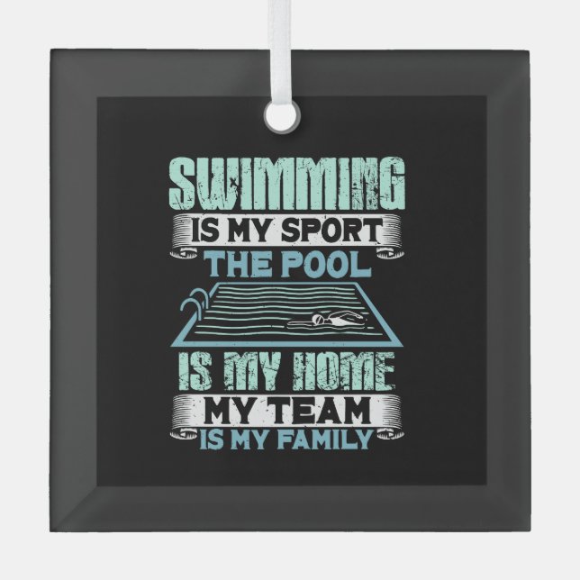 Funny Swimming Quote Glass Tree Decoration (Front)