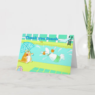 Funny swimming thank you coach card
