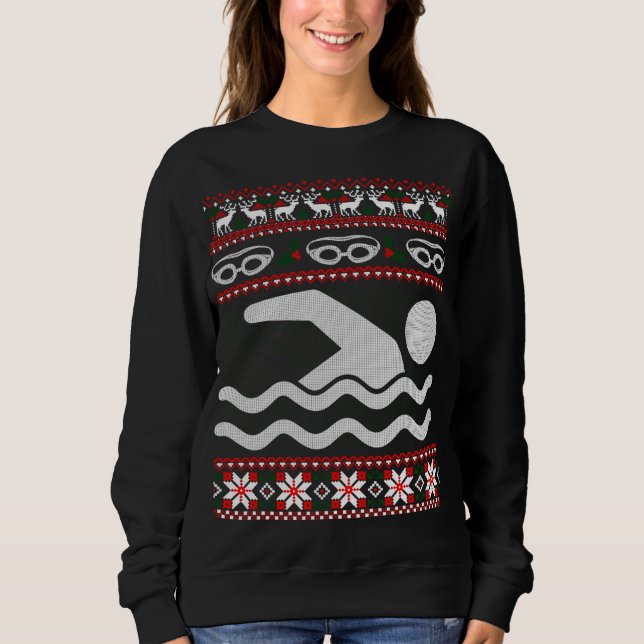 Funny Swimming Ugly Christmas Sweater (Front)