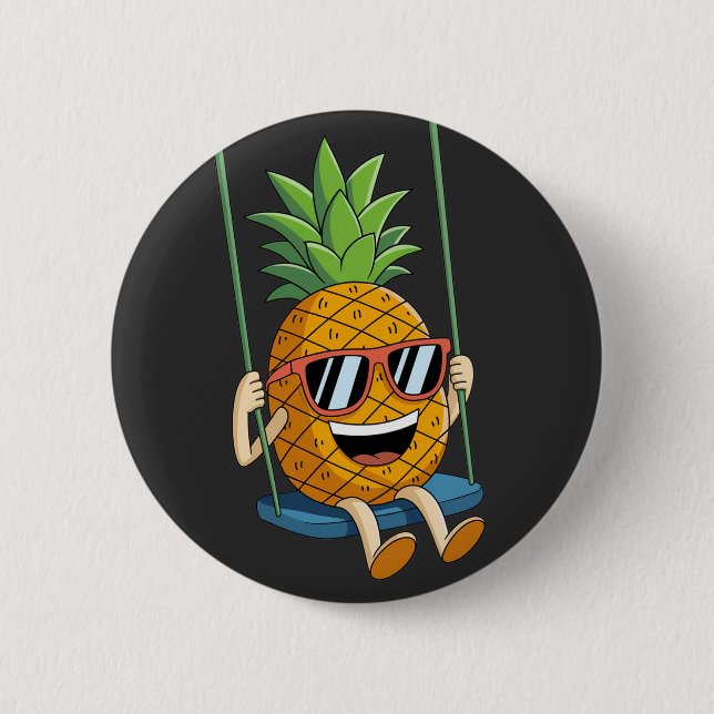 funny swinging pineapple swinger button (Front)