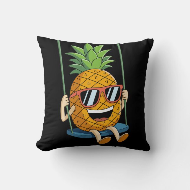 funny swinging pineapple swinger Throw Pillow (Front)