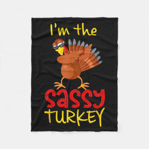 Funny Sy Turkey Matching Family Group Thanksgiving Fleece Blanket