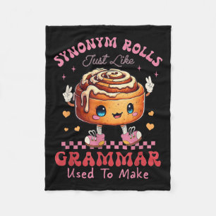 Funny Synonym Rolls Joke Cinnamon Rolls Grammar Pu Fleece Blanket
