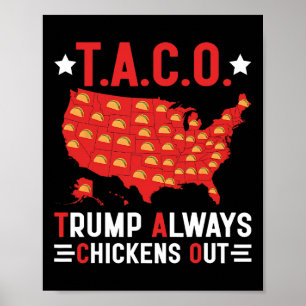 Funny T.a.c.o Trump Always Chickens Out Taco Usa M Poster