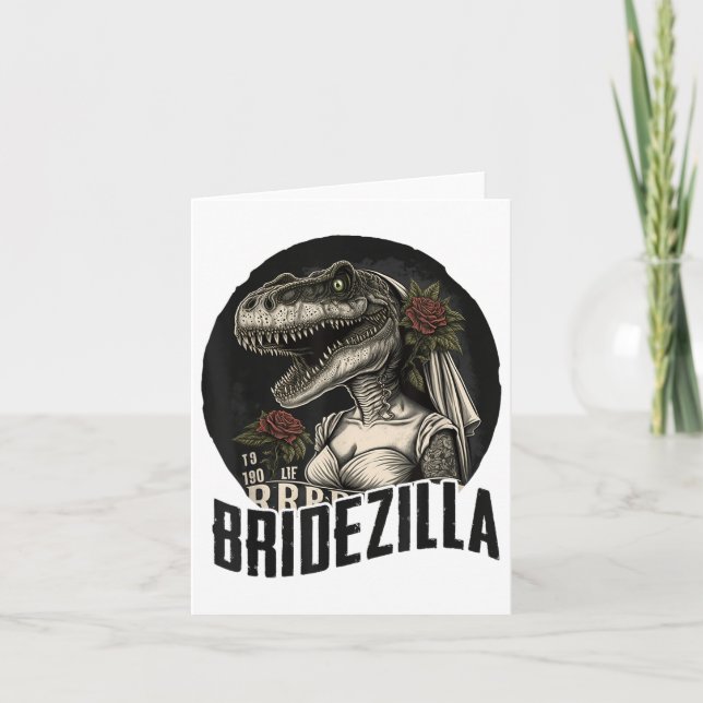 Funny T-rex Bride Design, Bridezilla _1  Card (Front)