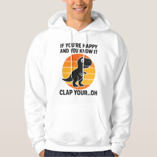Funny T Rex Clap Your Oh Retro Dinosaur Joke Hoodie