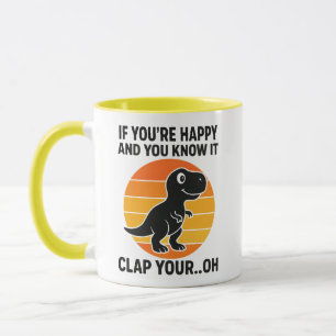 Funny T Rex Clap Your Oh Retro Dinosaur Joke Mug
