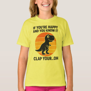 Funny T Rex Clap Your Oh Retro Dinosaur Joke T-Shirt