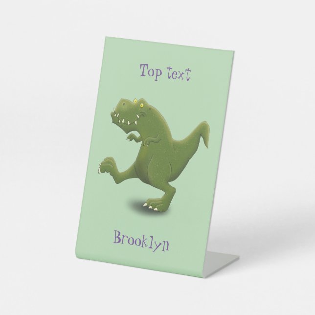 Funny T rex dinosaur cartoon humor Pedestal Sign (Front)