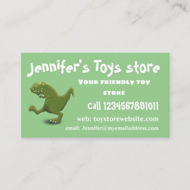 Funny T rex dinosaur cartoon humour Business Card (Front)