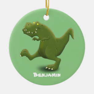 Funny T rex dinosaur cartoon humour Ceramic Ornament