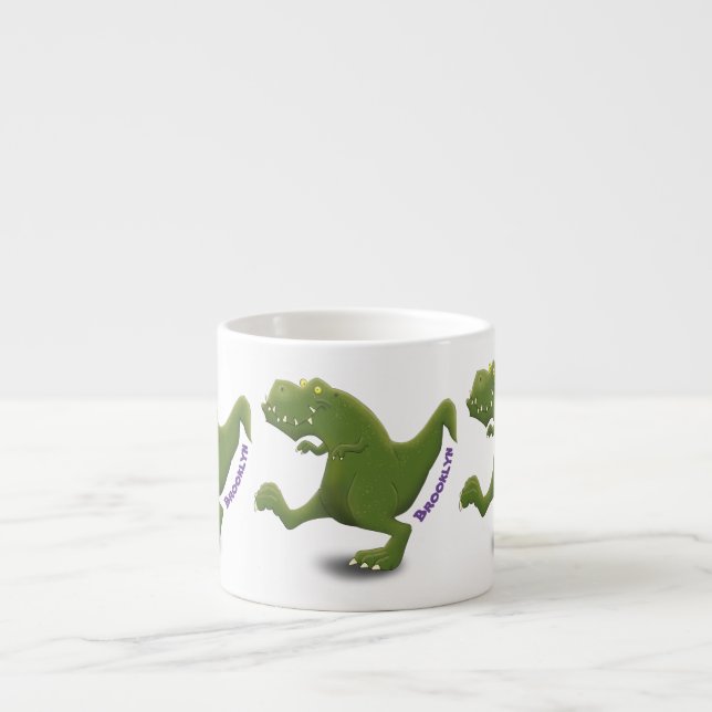 Funny T rex dinosaur cartoon humour Espresso Cup (Front)