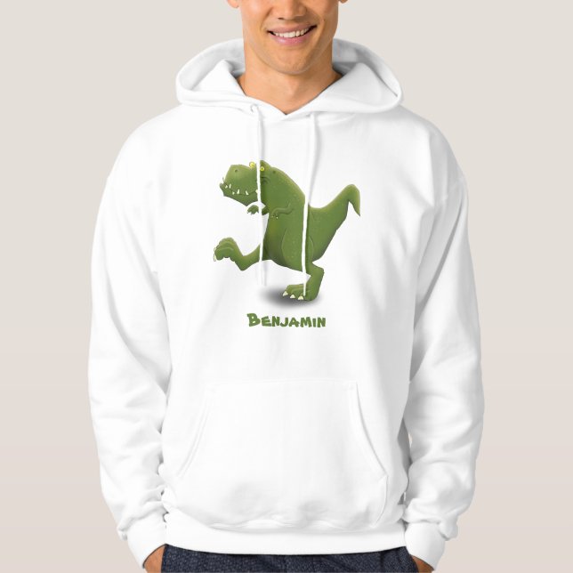 Funny T rex dinosaur cartoon humour Hoodie (Front)
