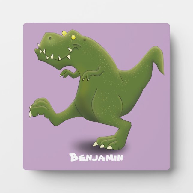 Funny T rex dinosaur cartoon humour Plaque (Front)