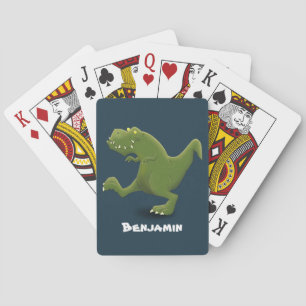 Funny T rex dinosaur cartoon humour Playing Cards