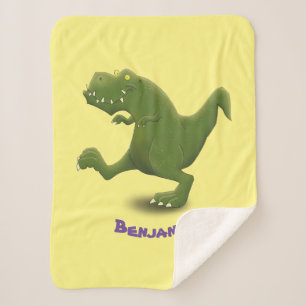 Funny T rex dinosaur cartoon humour  Sherpa Blanket