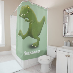 Funny T rex dinosaur cartoon humour Shower Curtain