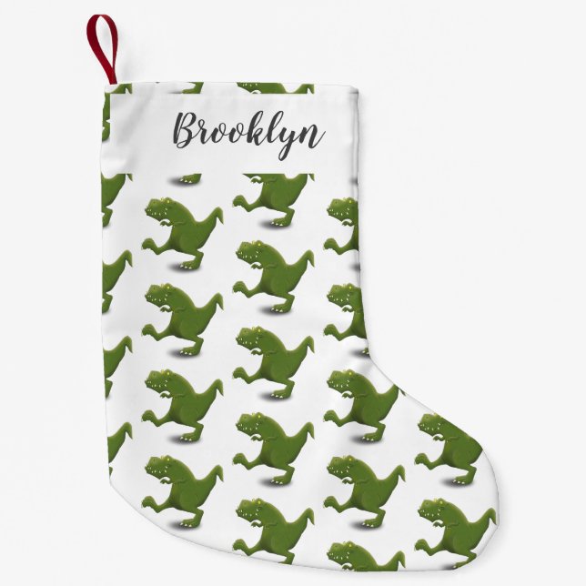 Funny T rex dinosaur cartoon humour Small Christmas Stocking (Front)