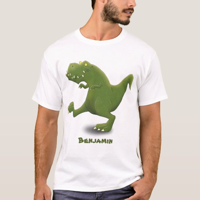 Funny T rex dinosaur cartoon humour T-Shirt (Front)