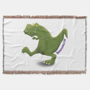 Funny T rex dinosaur cartoon humour Throw Blanket