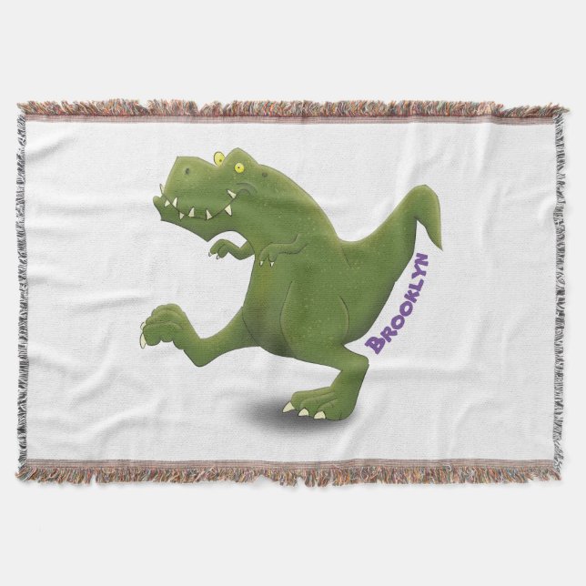 Funny T rex dinosaur cartoon humour Throw Blanket (Front)