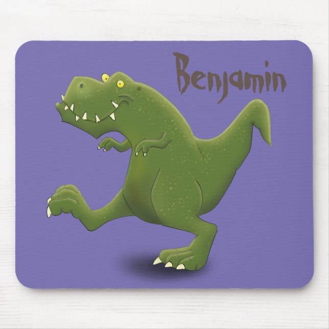 Funny t rex dinosaur cartoon illustration mouse pad (Front)