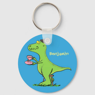 Funny T rex dinosaur cartoon Key Ring