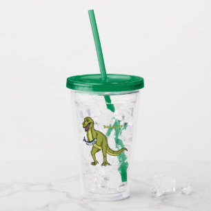 Funny T rex dinosaur illustration Acrylic Tumbler
