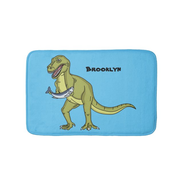 Funny T rex dinosaur illustration Bath Mat (Front)