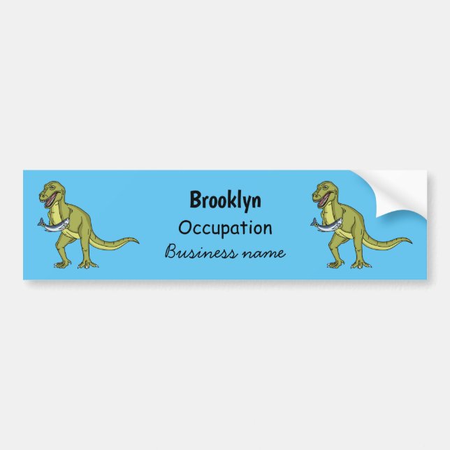 Funny T rex dinosaur illustration Bumper Sticker (Front)