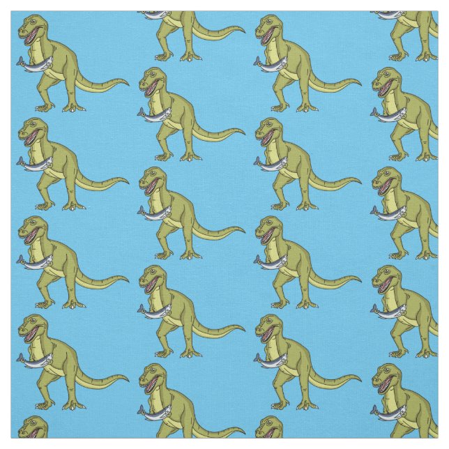 Funny T rex dinosaur illustration Fabric (Swatch)