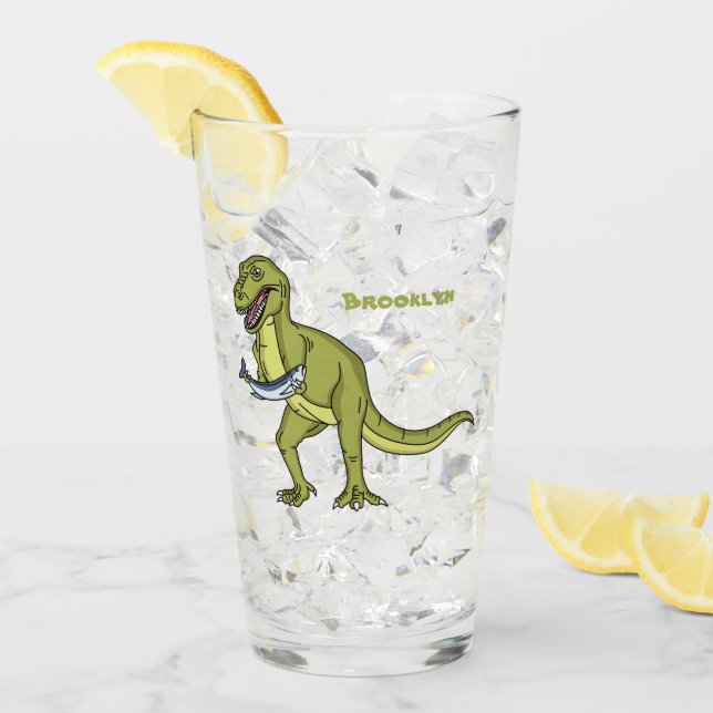Funny T rex dinosaur illustration Glass (Front Ice)