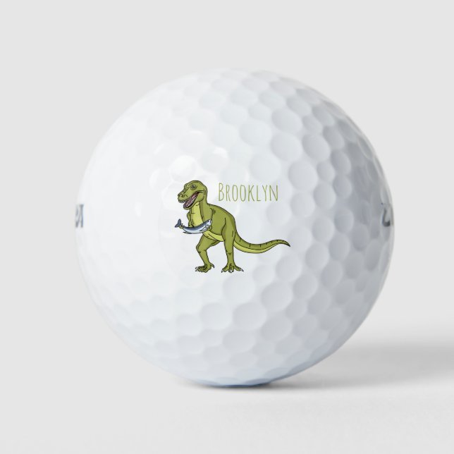 Funny T rex dinosaur illustration  Golf Balls (Front)