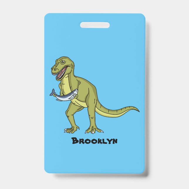 Funny T rex dinosaur illustration  ID Badge (Front)