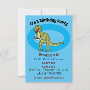 Funny T rex dinosaur illustration Invitation
