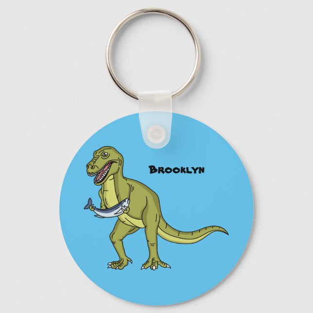 Funny T rex dinosaur illustration Key Ring (Front)