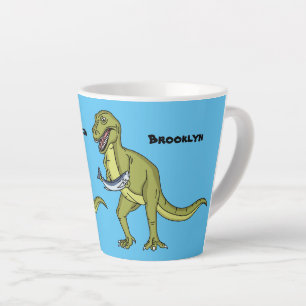 Funny T rex dinosaur illustration Latte Mug