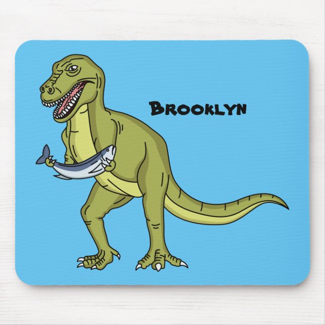 Funny T rex dinosaur illustration Mouse Pad (Front)