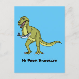 Funny T rex dinosaur illustration  Postcard