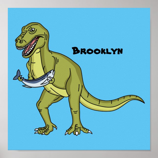 Funny T rex dinosaur illustration Poster (Front)