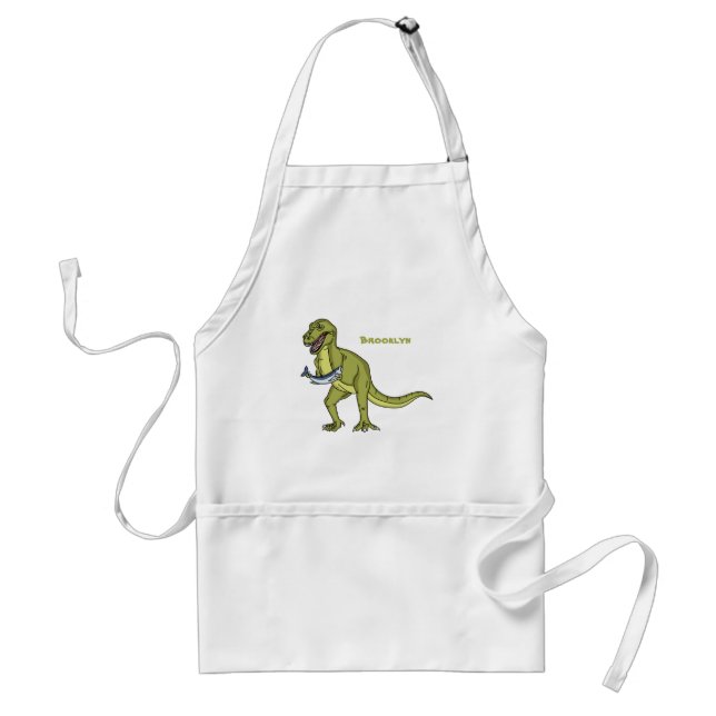 Funny T rex dinosaur illustration  Standard Apron (Front)
