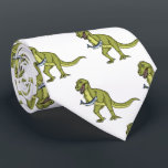 Funny T rex dinosaur illustration Tie<br><div class="desc">This T Rex is having fish for lunch! Drawn in fun illustration style.</div>