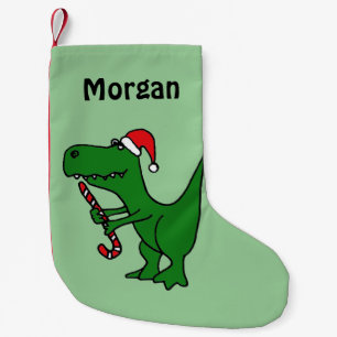 Funny T-Rex Dinosaur in Santa Hat Stocking