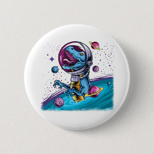 Funny T-Rex Dinosaur in Space 6 Cm Round Badge