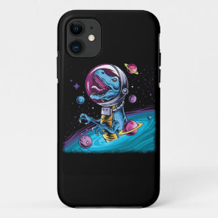 Funny T-Rex Dinosaur in Space iPhone 11 Case