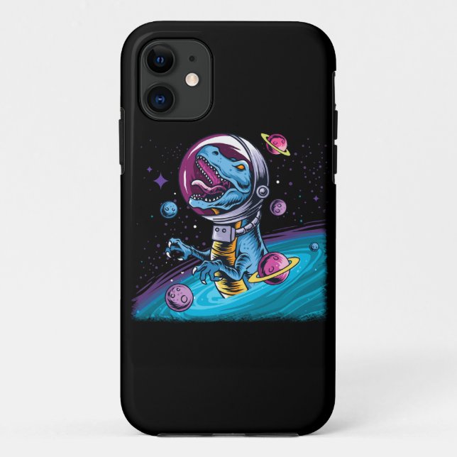 Funny T-Rex Dinosaur in Space Case-Mate iPhone Case (Back)