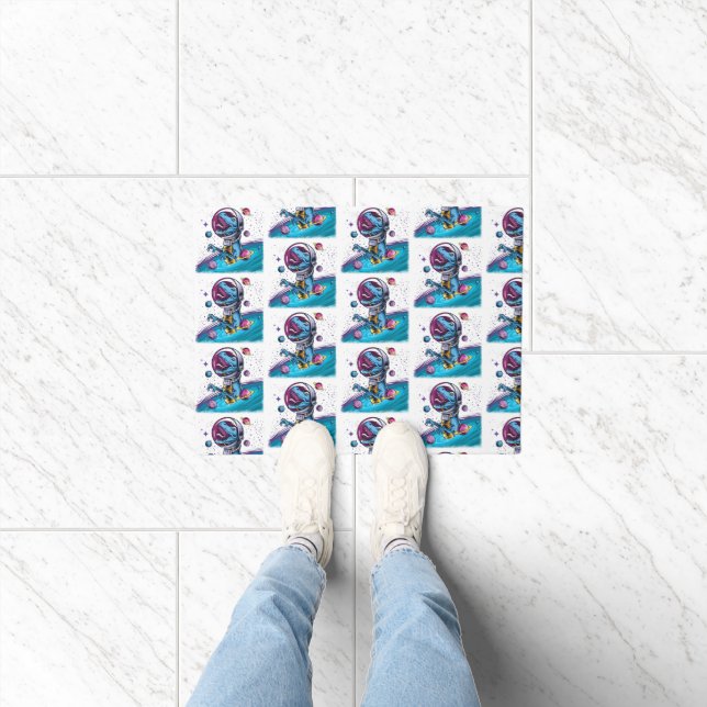 Funny T-Rex Dinosaur in Space Doormat (Indoor)