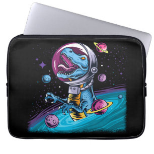 Funny T-Rex Dinosaur in Space Laptop Sleeve